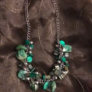 Silver chain with beautiful green and silver beads